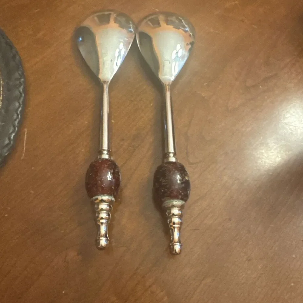 Beaded Salad Serving Utensils Red Spoon